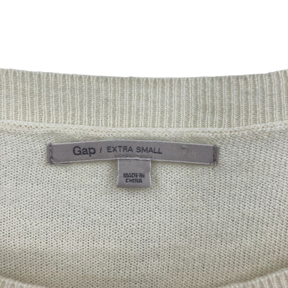 Gap Sweater Womens XS Cream Gray Nylon Long Raglan Sleeve Round Neck Pullover - Picture 7 of 12